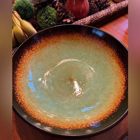 Hand Crafted Green and Brown Ceramic Dining Bowl - Picture 1 of 3